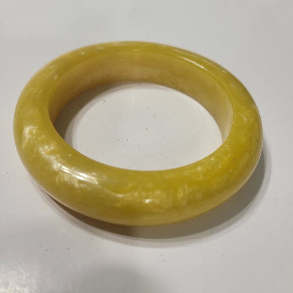 Vintage Bangle Cuff Bracelet Solid Yellow - image 2